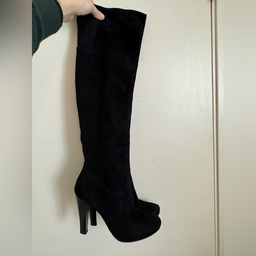 Italian suede leather boots, black, size 37
